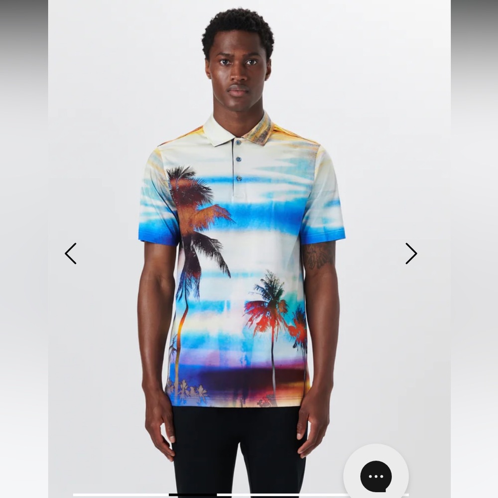 NWT BUGATCHI HENDRIX Palm Tree Print Polo